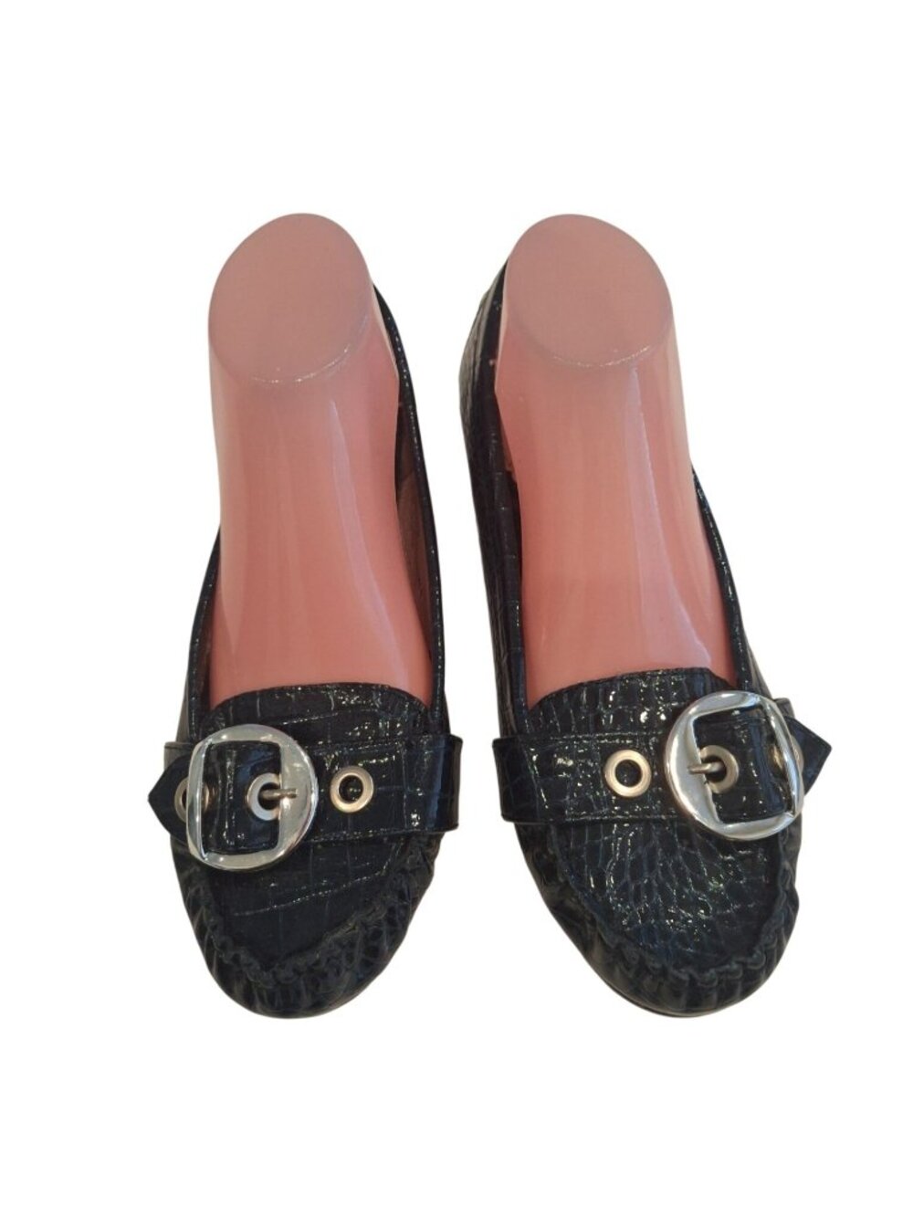 Rampage Womens Croc Patent Loafers Buckle Flats Y2K Preppy Office Siren 8.5